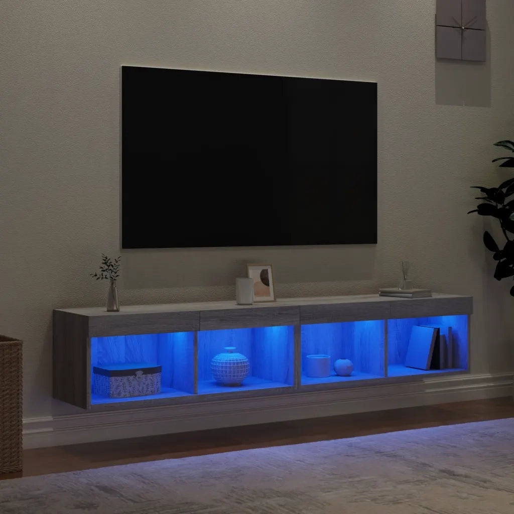 Mobili Porta TV con Luci LED 2 pz Grigio Sonoma 80x30x30 cm 837152