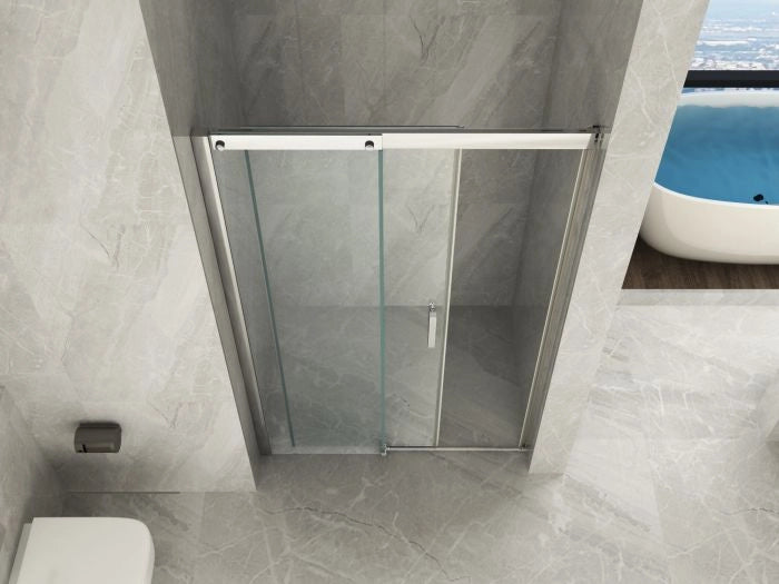 Porta scorrevole in Cristallo 8 MM con trattamento anticalcare e chiusura soft-close - Misura: 140 xh195cm