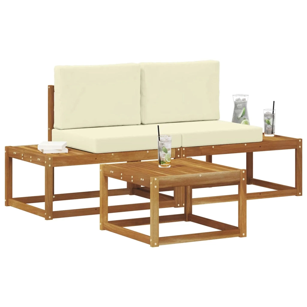 Set di divani da esterno con cuscino 3 pcs Naturale