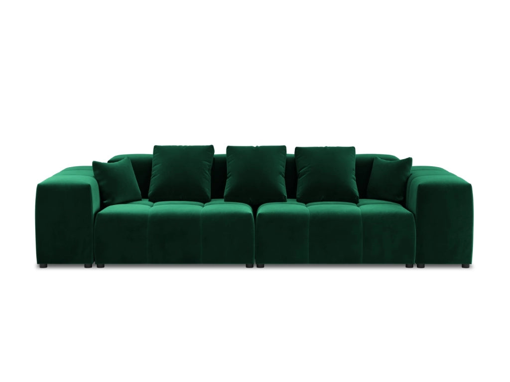 Cosmopolitan Design - Divano modulare "Rome" 3 posti in velluto verde bottiglia 