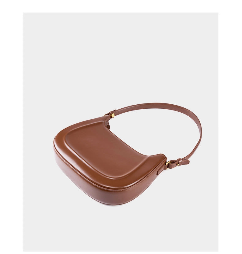 Borsa a mano da donna in vera pelle, borsa a tracolla, borsa a spalla, borsa a secchiello, marrone