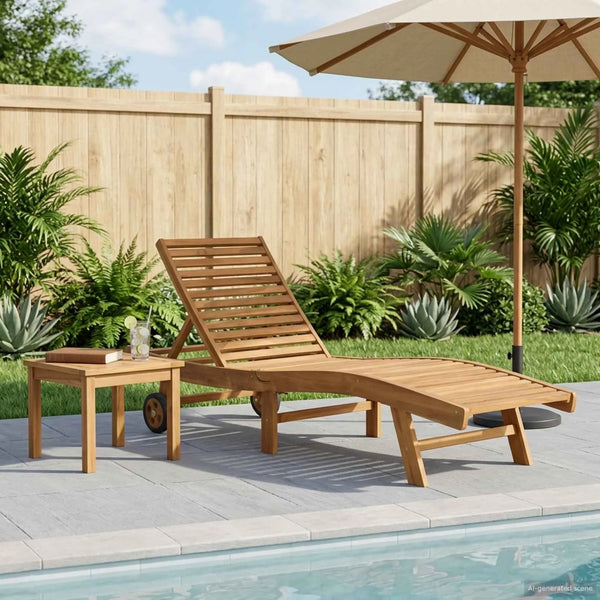 Lettino da sole Marrone Legno di teak solido