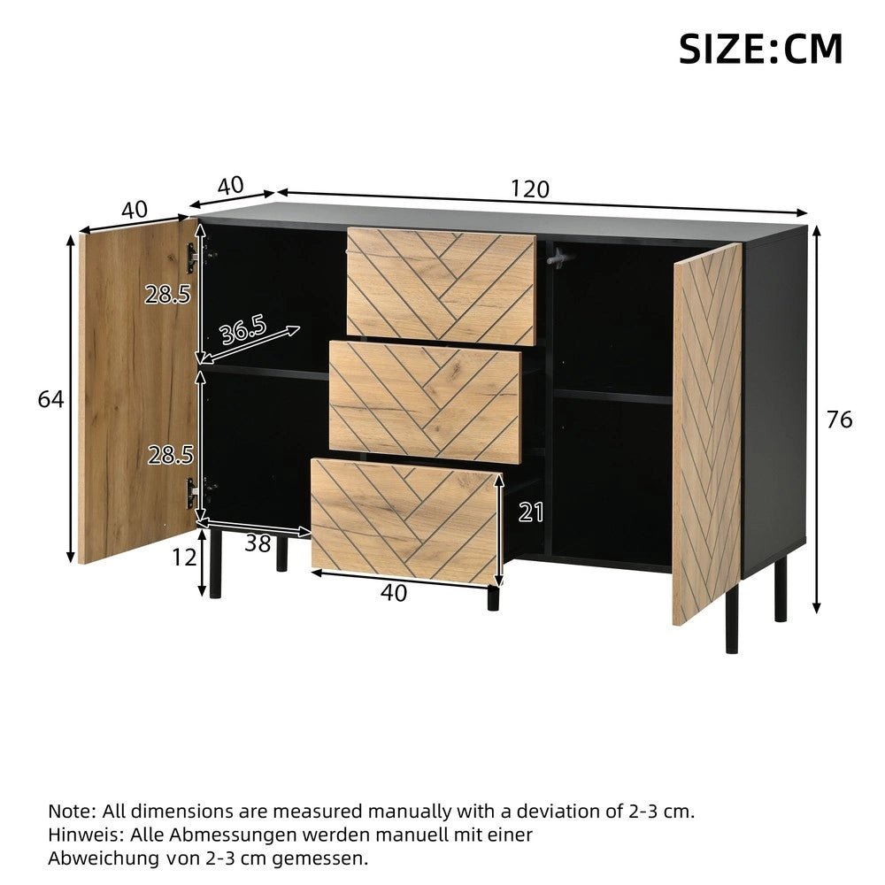Credenza con 3 Cassetti e 2 Ante per Soggiorno ¨C MINIMAL ¨C 120x40x76 cm