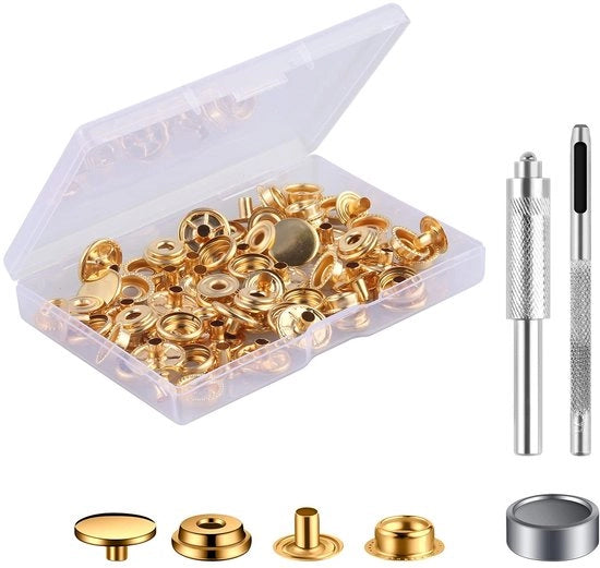 Set di Drukknopen 10 pezzi - Drukknopen con Tangset - Lega di Rame - 15 mm - Senza Nichel - Per Abbigliamento e Pelle - Knodes per Abbigliamento