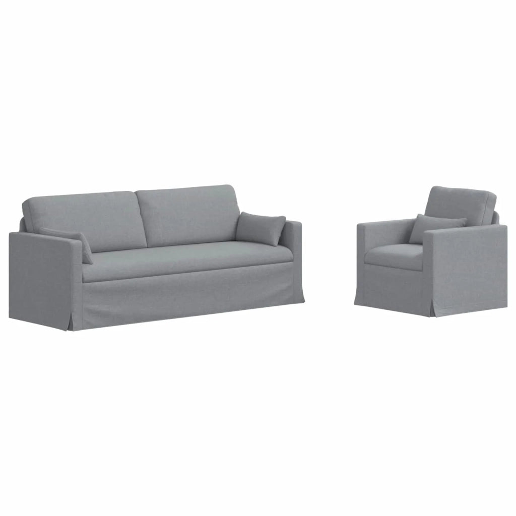 Set di divani 2 pcs Grigio chiaro 198 x 78 x 80 cm Tessuto