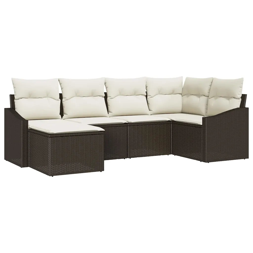 Set da Pranzo per Giardino con cuscino 6 pcs Marrone e Crema 3355457