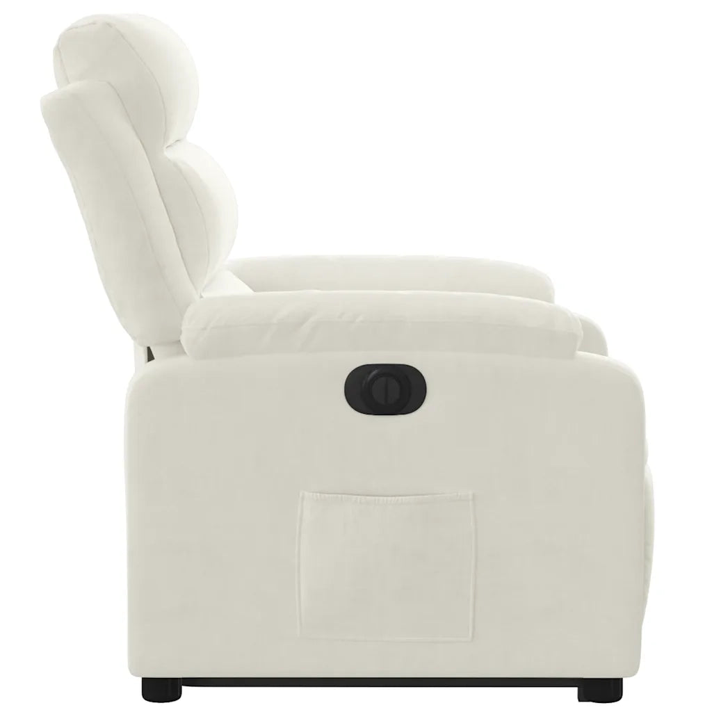 Poltrona Alzapersona Reclinabile Elettrica Crema in Velluto 3205123