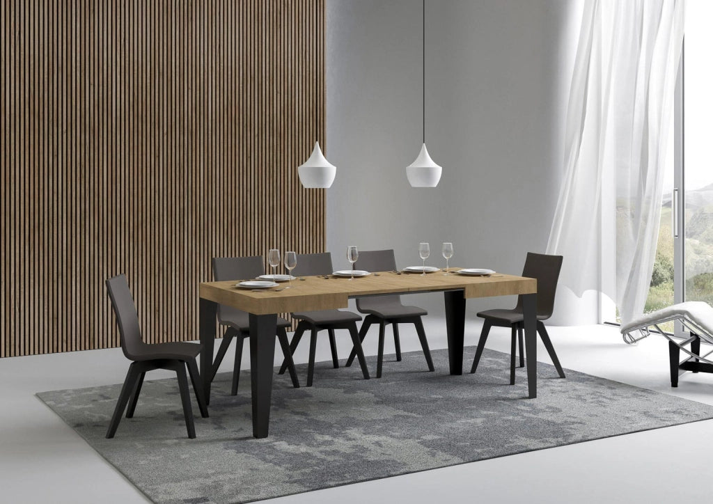Tavolo allungabile 80x120/204 cm Flaris Quercia Natura telaio Antracite