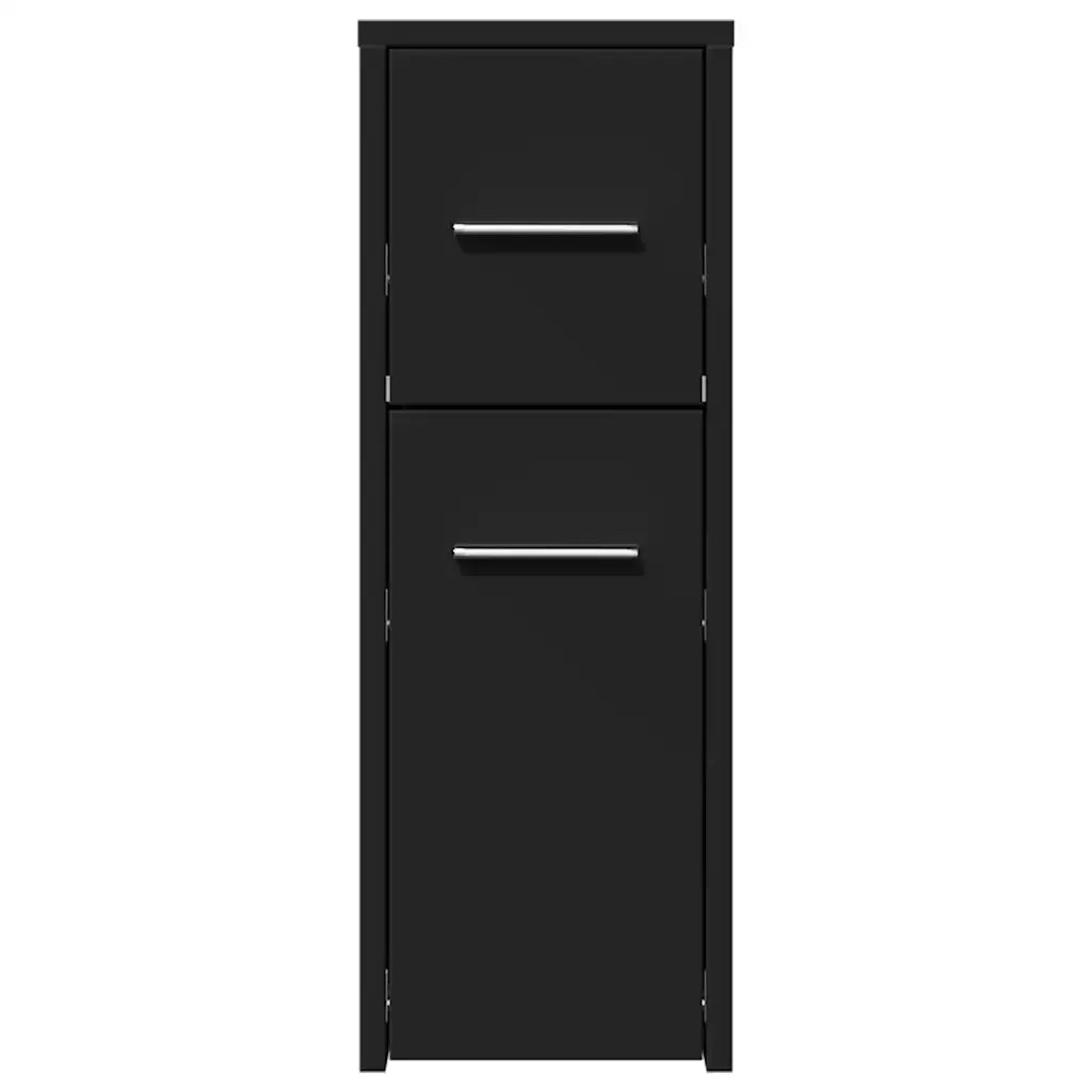 Mobiletto da bagno stretto e funzionale con rotelle 22 x 44 x 61,5 cm legno composito nero 02_0050647