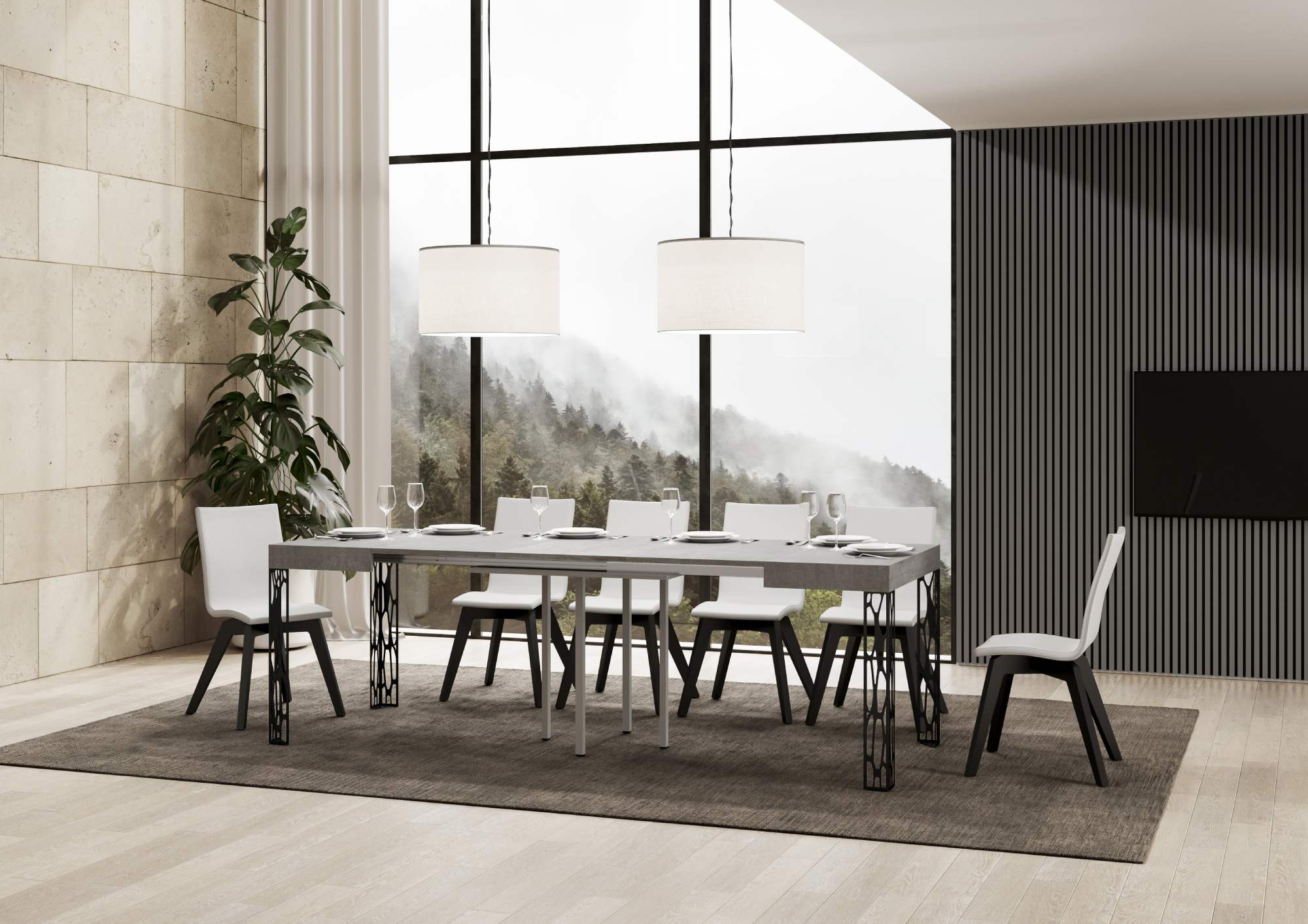 Tavolo Allungabile 90-246x90x77 cm Ghibli Allungabile piano Cemento