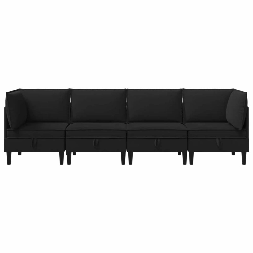 Set di mobili per il soggiorno 4 pcs Nero Tessuto