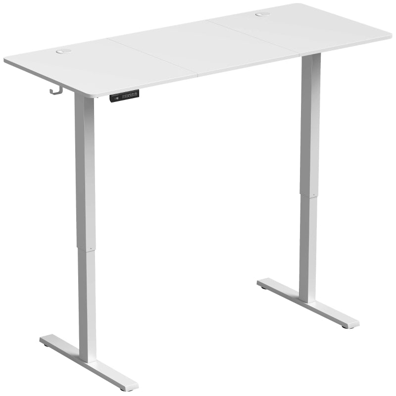 Scrivania regolabile in altezza con funzione memoria, 2 passaggi cavi e display LED, scrivania sit-stand, bianca