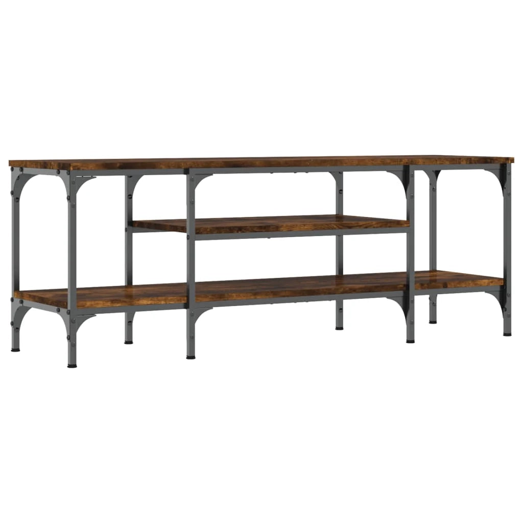 Mobile TV multimediale scaffale TV credenza mobile TV sala da pranzo soggiorno camera da letto rovere affumicato 121 x 35 x 45 cm legno ingegnerizzato e ferro marrone 02_0027324