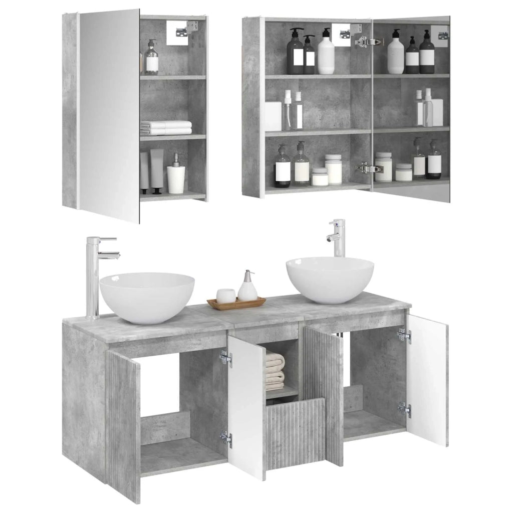 Set di Armadi da Bagno 5 pcs Grigio Cemento 53 x 15,5 x 70 cm 3406370