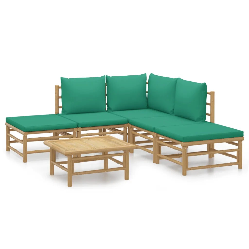 Set Salotto da Giardino 6pz con Cuscini Verdi BambÃ¹cod mxl 100286