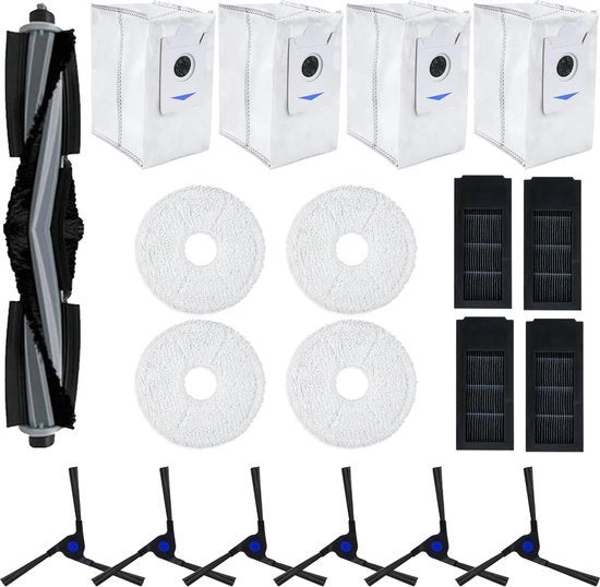 Set di accessori completo compatibile per Ecovacs Deebot X2 Omni parti di ricambio 1 x Spazzola rotante 4 x Spazzole laterali 4 x Filtro 6 x Vaso di aspirazione 6 x Sacchetto di polvere