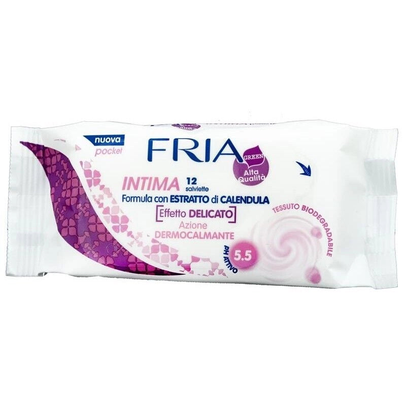 FRIA SALVIETTE UMIDIFICATE PER IGIENE INTIMA  ALLA CALENDULA 12 PEZZI