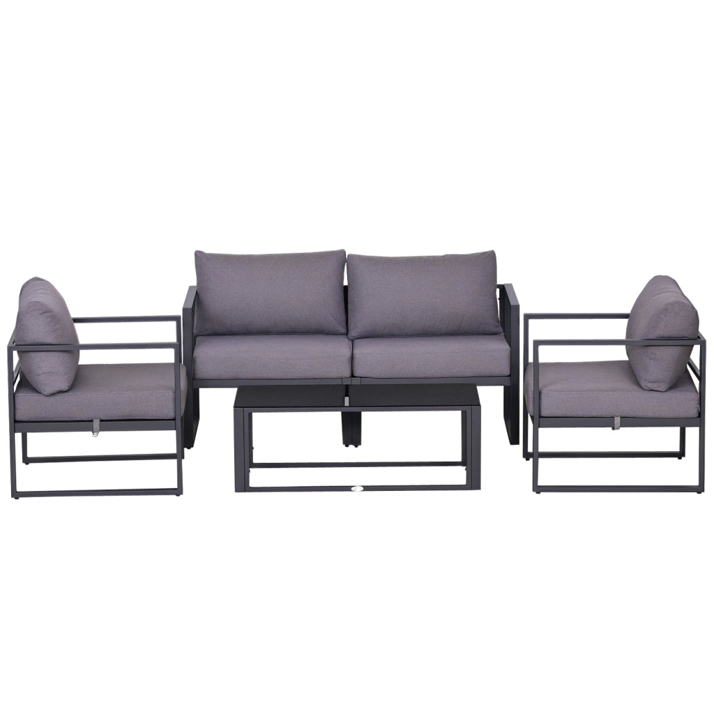 Set Giardino 4 Pezzi con Divano e Tavolo ¨C Zephmum ¨C Grigio, Polyester, 138x69x63 cm