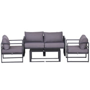 Set Giardino 4 Pezzi con Divano e Tavolo ¨C Zephmum ¨C Grigio, Polyester, 138x69x63 cm