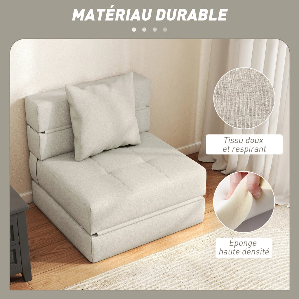 Poltrona letto convertibile ¨C Zephmum ¨C Tessuto beige