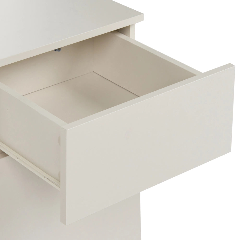 Scrivania da ufficio per casa in MDF beige chiaro, 120 x 60 cm, struttura in acciaio con cassetto e vano chiuso, design moderno e minimalista