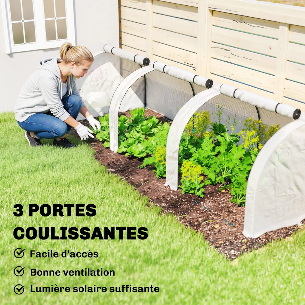 Serra da Giardino Mini per Pomodori ¨C Xylo ¨C Acciaio PE 140g/m2 Anti-UV 3x1x0.8m Bianco
