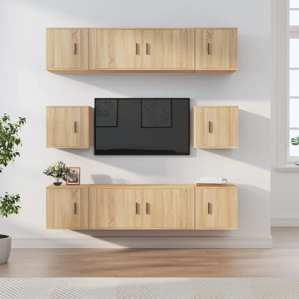 Set Mobili Porta TV 8 pz-Credenza per TV Rovere Sonoma in Legno Multistrato 690845
