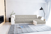 Copridivano con Penisola Destra Seduta 290 cm in Poliestere e Cotone Beige