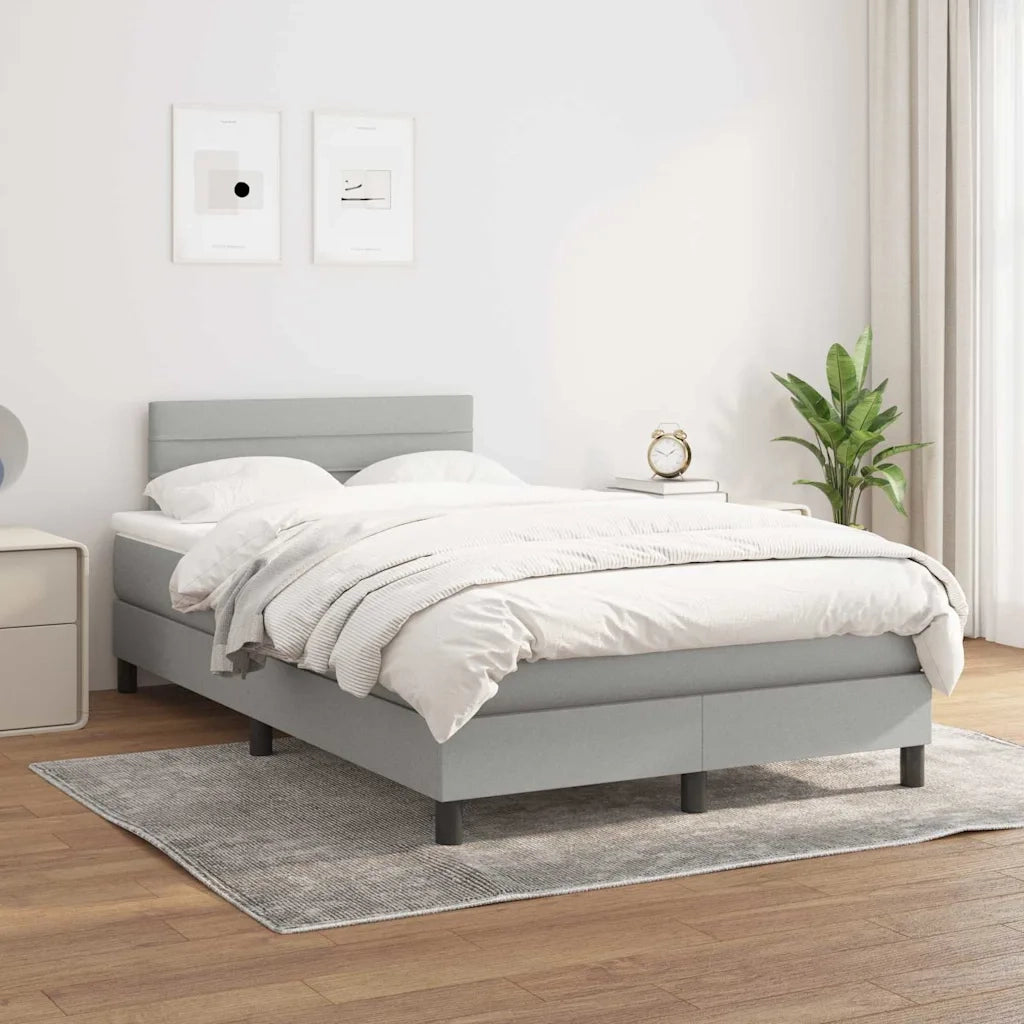 vidaXL Giroletto a Molle con Materasso Grigio Chiaro 120x190cm Tessuto