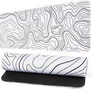 Tavolo da gioco XXL, mappa topografica minimalista, tappetino da tavolo, tavolo da gioco, gomma antislip sulla fascia, tappetino da scrivania (bianco)