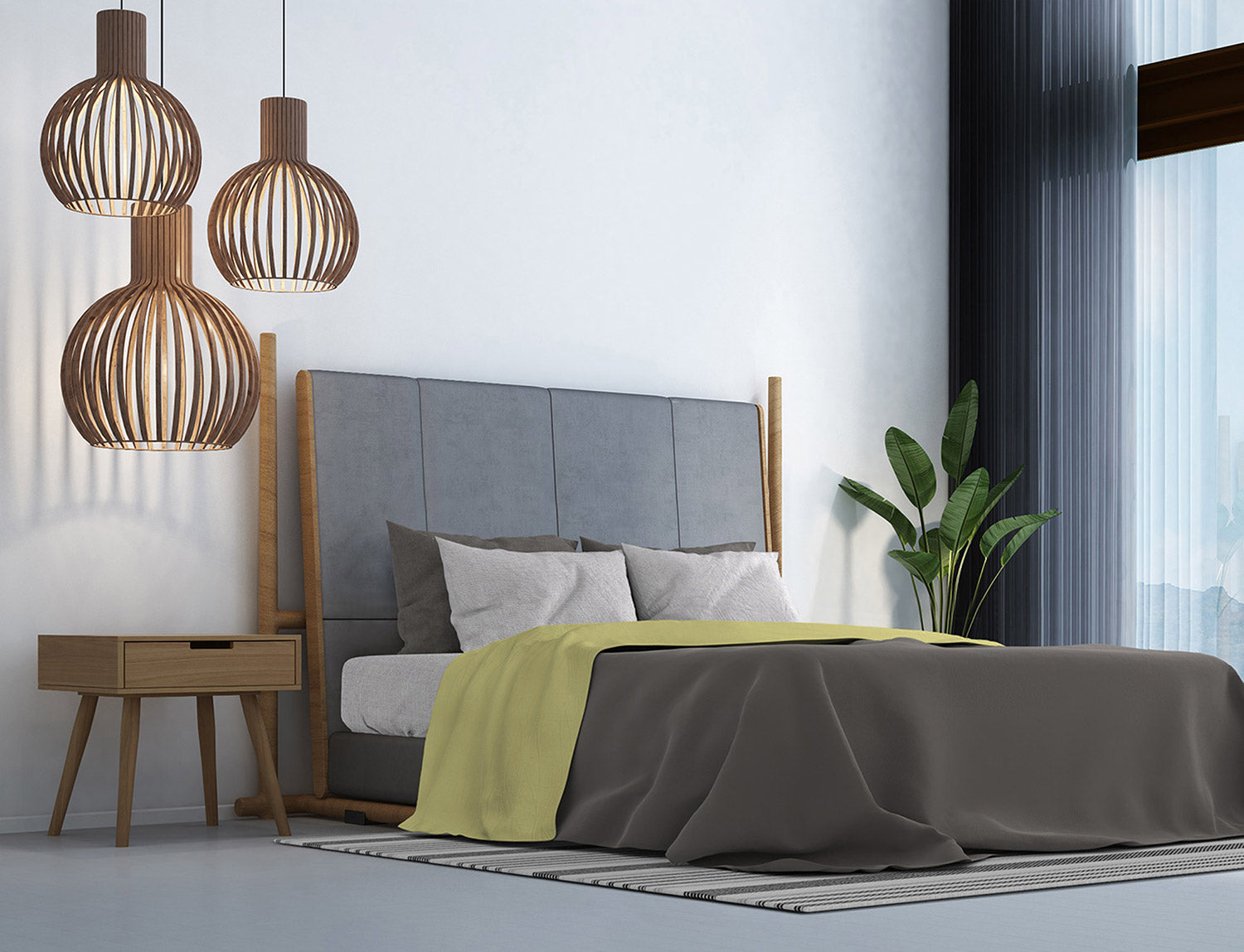 Set Lenzuola 1 Piazza e Mezzo Sopra Sotto e Federe in Cotone Giallo