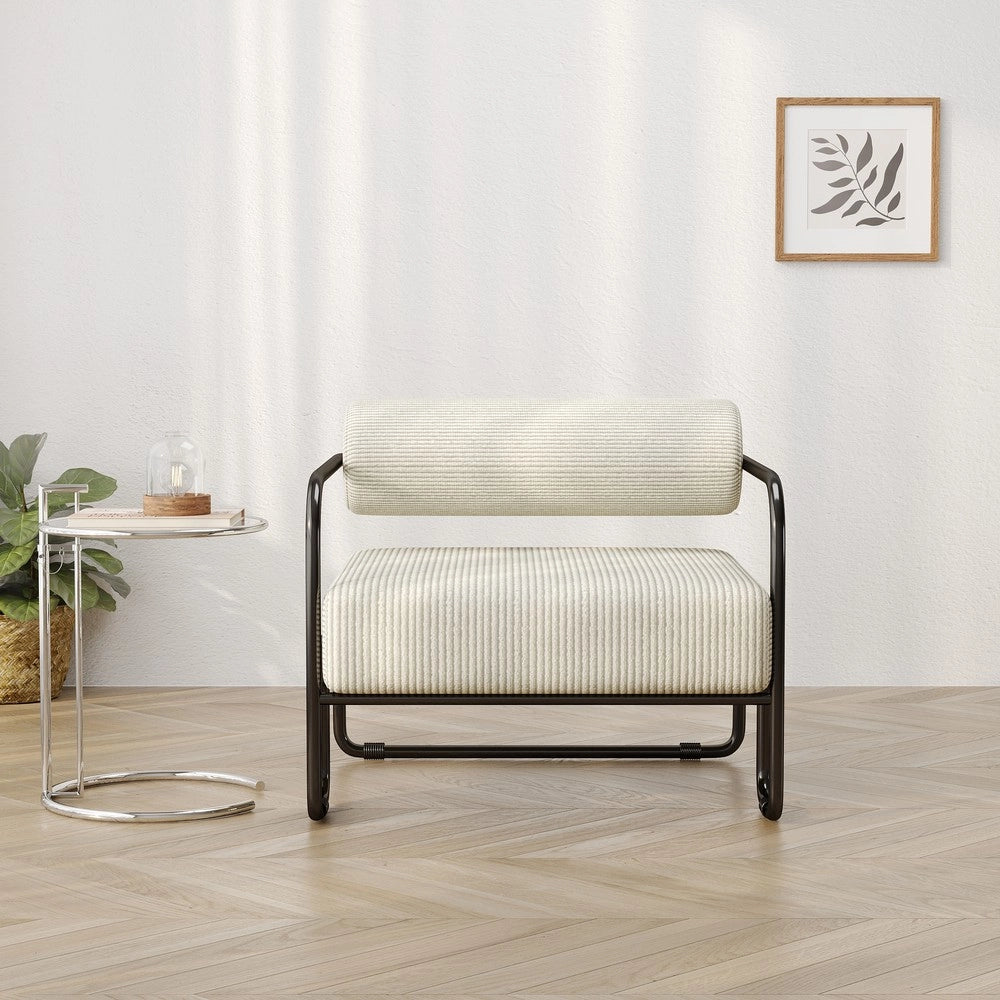 Poltrona Lounge ¨C Xylo ¨C Velluto a Coste, Struttura in Metallo Nero, 68.5x73x70.5