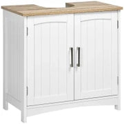 kleankin Mobile Sotto Lavabo Bagno con 2 Ante e Ripiano Regolabile, 60x33x60cm, Legno e Bianco