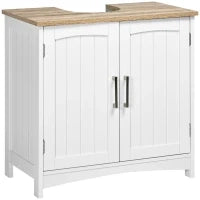 kleankin Mobile Sotto Lavabo Bagno con 2 Ante e Ripiano Regolabile, 60x33x60cm, Legno e Bianco