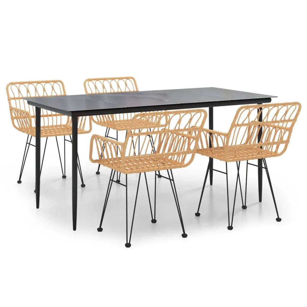 Set da Pranzo da Giardino 5 pz | Set Salotto da Giardino in Polyrattan