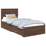 Letto singolo | Letto per adulti | Struttura del letto Rovere Marrone e Argento 75 x 190 cm