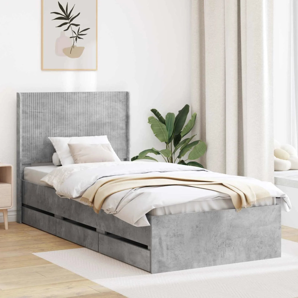 Struttura del letto con stoccaggio e testata Grigio Cemento 3413986