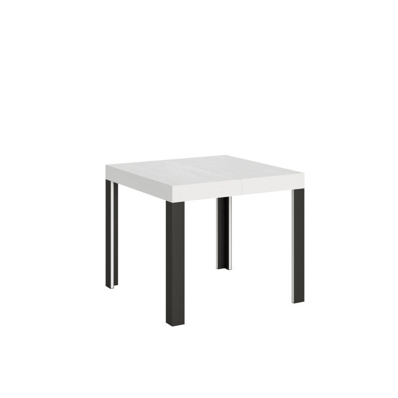 Tavolo allungabile 90x90/246 cm Linea telaio Antracite - Bianco Frassino