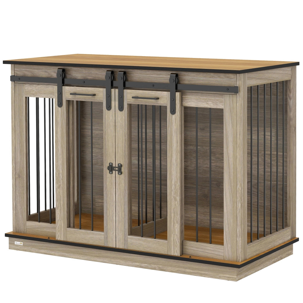 Gabbia per cani ¨C Minimal ¨C Marrone, 2 porte, design rustico