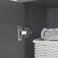 Colonna Bagno Moderna con Cassetto e Armadietti in Legno e Lega di Alluminio, 40x24x160 cm, Grigio