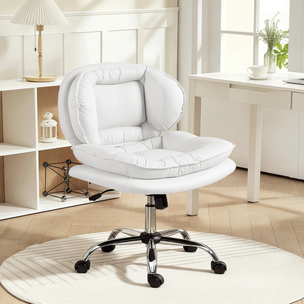 Sedia da Ufficio ¨C zephmum ¨C Imbottita Basculante in Tessuto Bianco