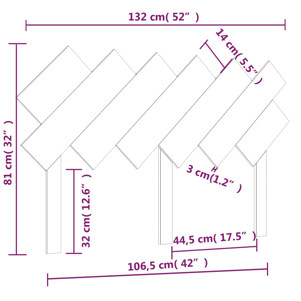 Testiera | Testata per Letto Bianca 132x3x81 cm Legno Massello di Pino