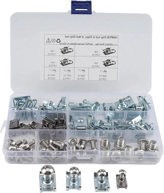 Set di 100 clip moerie U per finitura interna - Viti autoalimentanti in acciaio manganese per motocicli