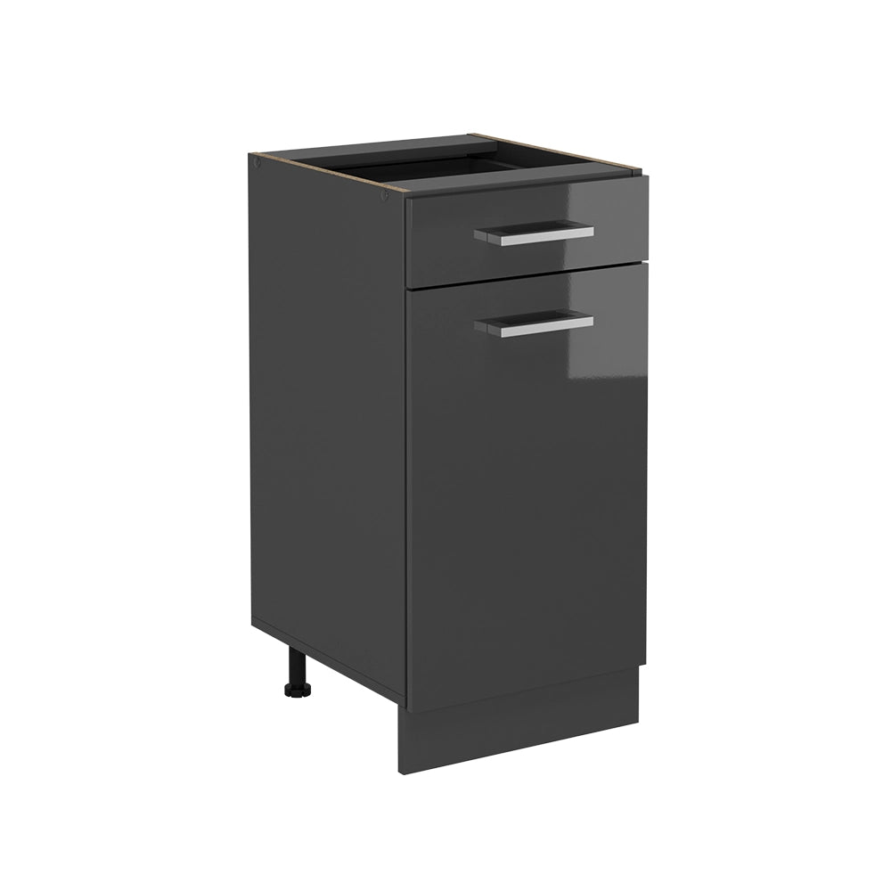 Mobiletto base per cucina R-Line Antracite lucido/Antracite 40 cm senza piano di lavoro Vicco
