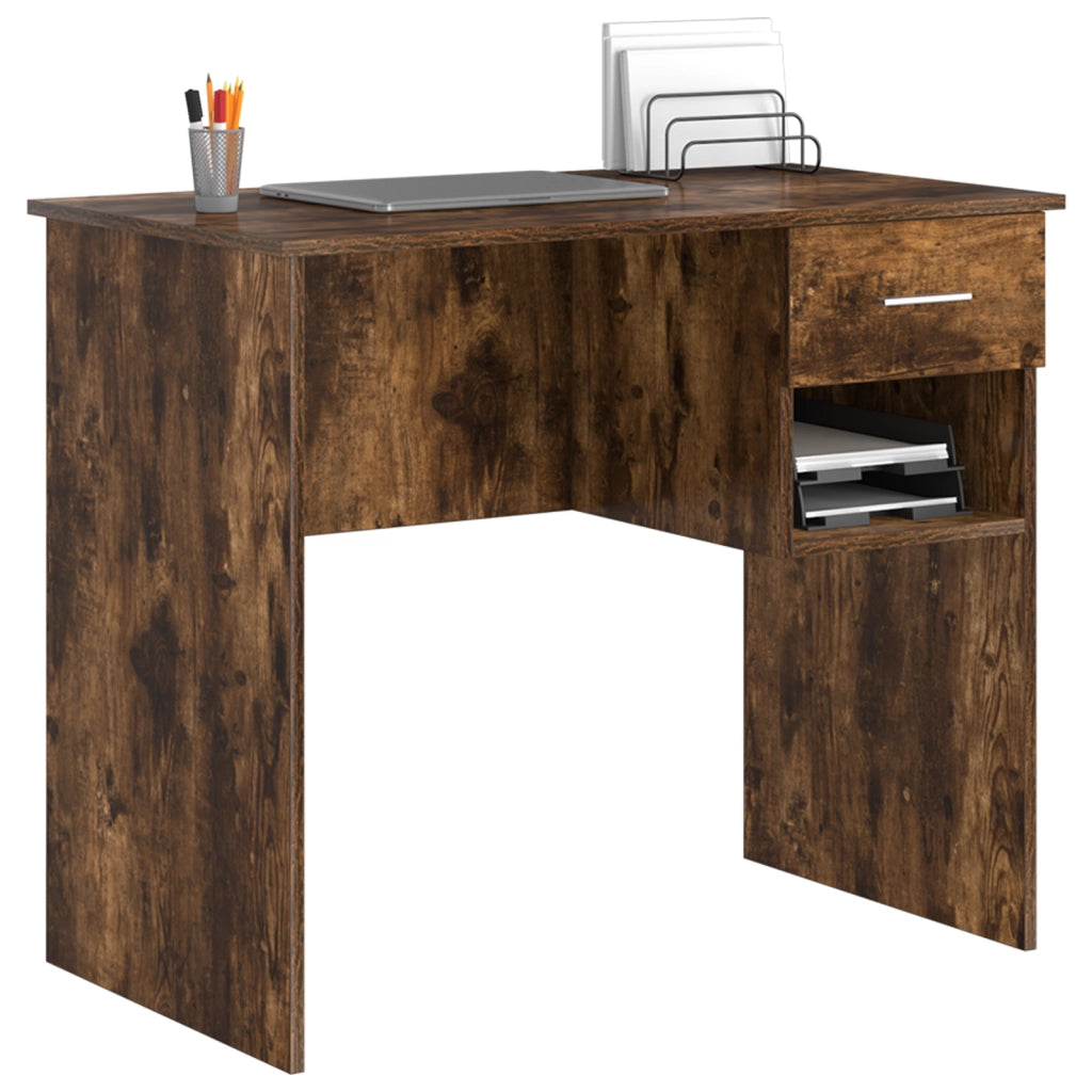 Scrivania con contenitore Rovere affumicato 90x49,5x75 cm Legno ingegnerizzato