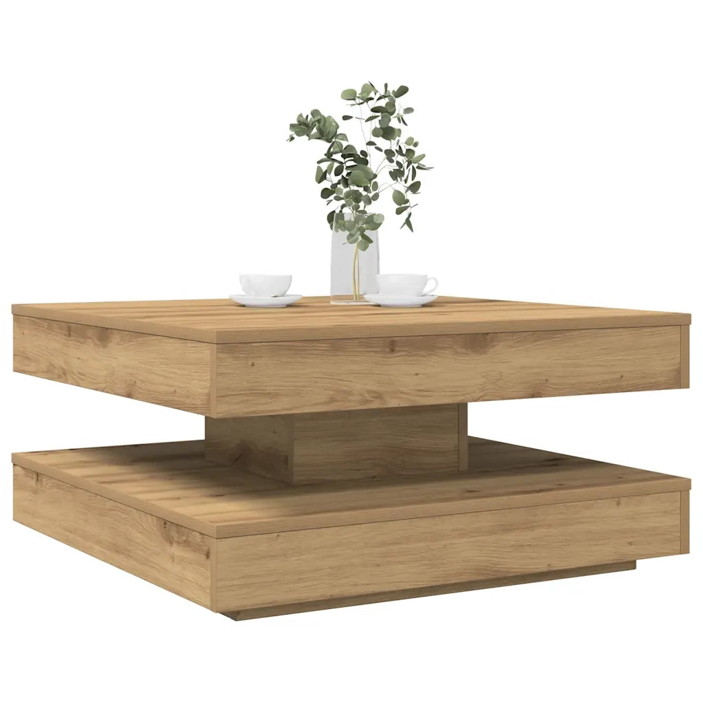 Tavolino da Caff¨¨ Girevole a 360 Gradi-Tavolino da soggiorno Artigianale 70x70x34,5cm