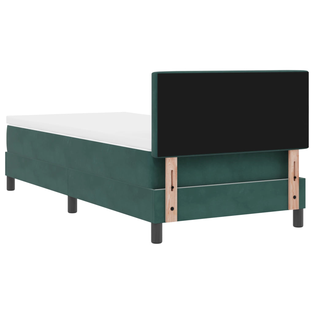 Letto Box Spring con Materasso Verde Scuro 100x200 cm Velluto