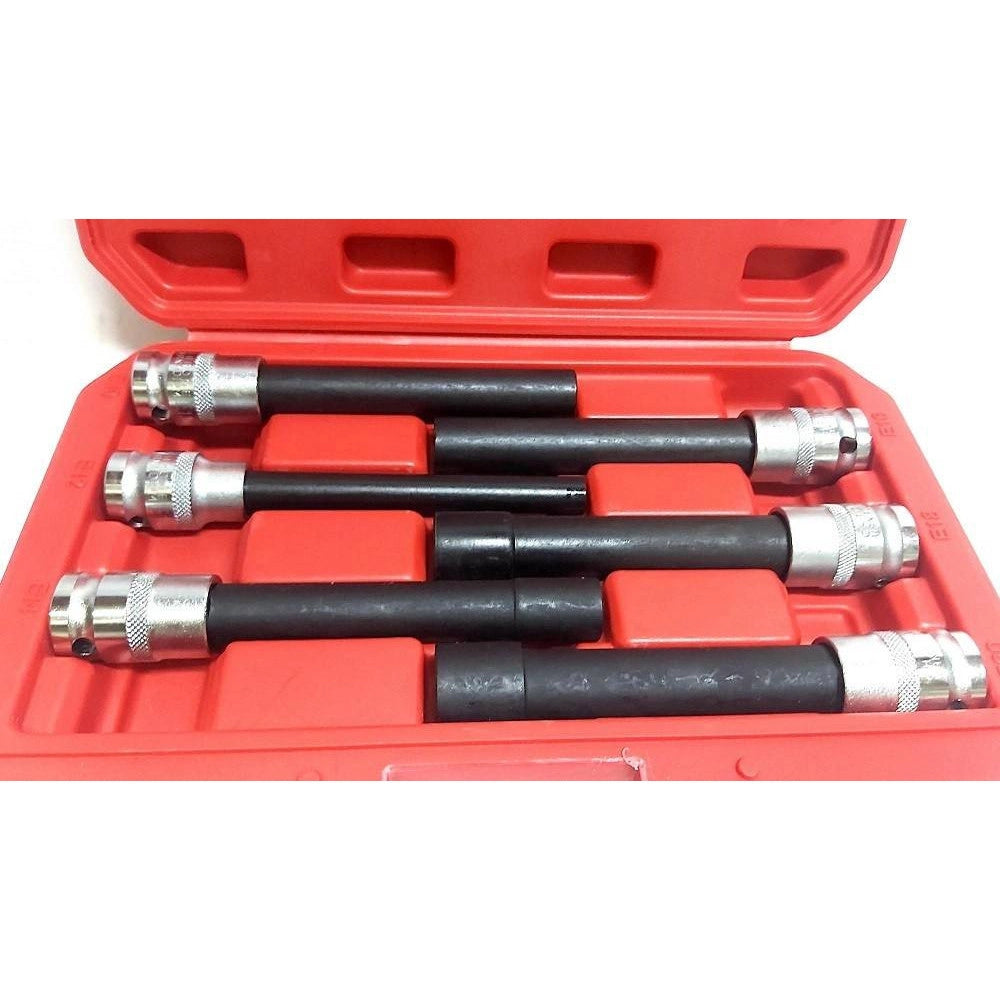Trade Shop - Bussola Chiavi Torx Femmina Set Lunghi E10-e20 Testa Cilindro Attacco 1/2 Quadro -