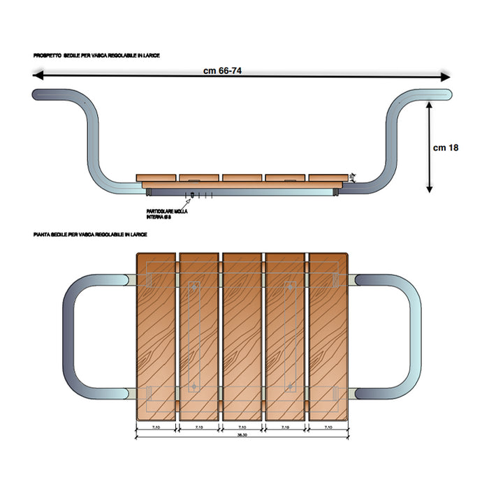Seggiolino in larice regolabile x vasca testato tuv portata 120 kg