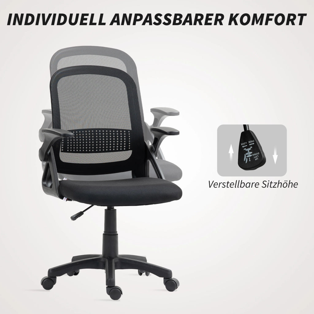 Sedia da Ufficio Ergonomica ¨C zephmum ¨C Mesh Nero con Braccioli e Schienale Regolabile